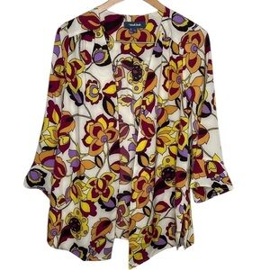 Modcloth Certainly Styled White Floral Kimono Women Size S/M